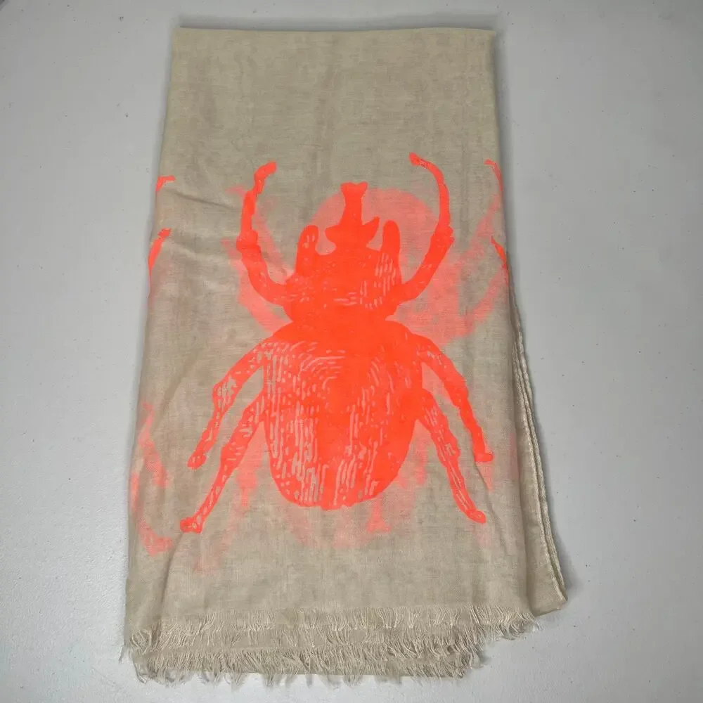 India Hicks Siren Cream Neon Orange Spider Scarf